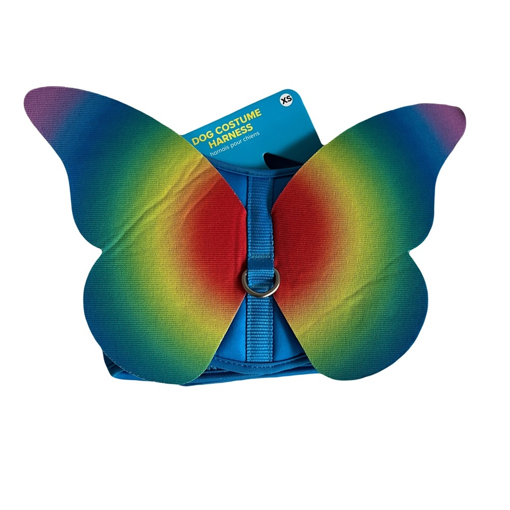 Dog Pride Costume/ Harness Rainbow Butterfly Wings Sz XS NWT -NFS DOG CHEWED IT!